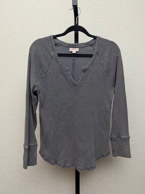 Knox Rose Women's Gray Waffle Knit Long-Sleeve Top